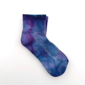 Mens Tie Dye Galaxy Socks Ice Dye Purple Navy Ankle Socks Mid Crew Hand Dyed